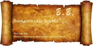 Benyovszky Bodó névjegykártya